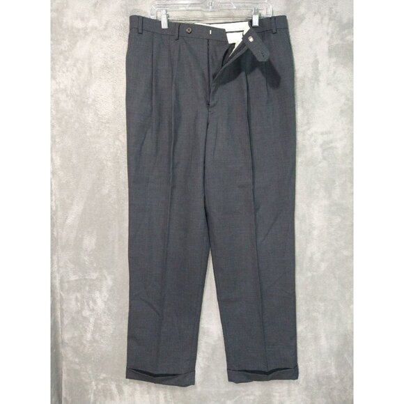 Ralph Lauren Dress Pants Mens 36x32 Gray Wool Total Comfort Straight Leg Pleated - Picture 1 of 8